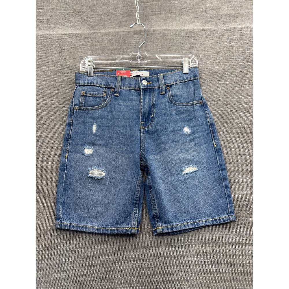 Levi's 511 Denim Shorts Boys 14 Regular Blue Medium Wash Slim Fit Distressed